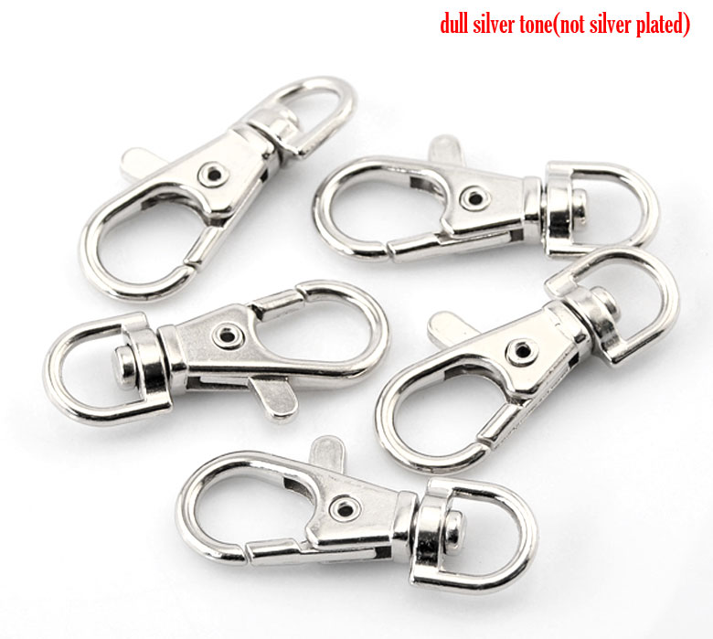 Picture of Zinc Based Alloy Keychain & Keyring Swivel Clasp Silver Tone 37mm x 17mm, 30 PCs