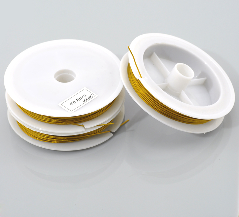 Picture of 1 Roll(Approx 15 M/Roll) Gold Tone Steel Beading Wire 0.8mm 