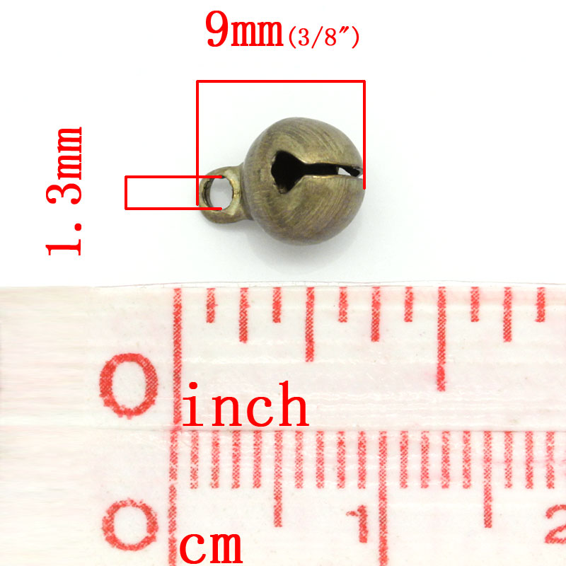 Image de 200 Pcs Breloques en Laiton Bronze Antique Cloche de Noël 9mm x 6mm