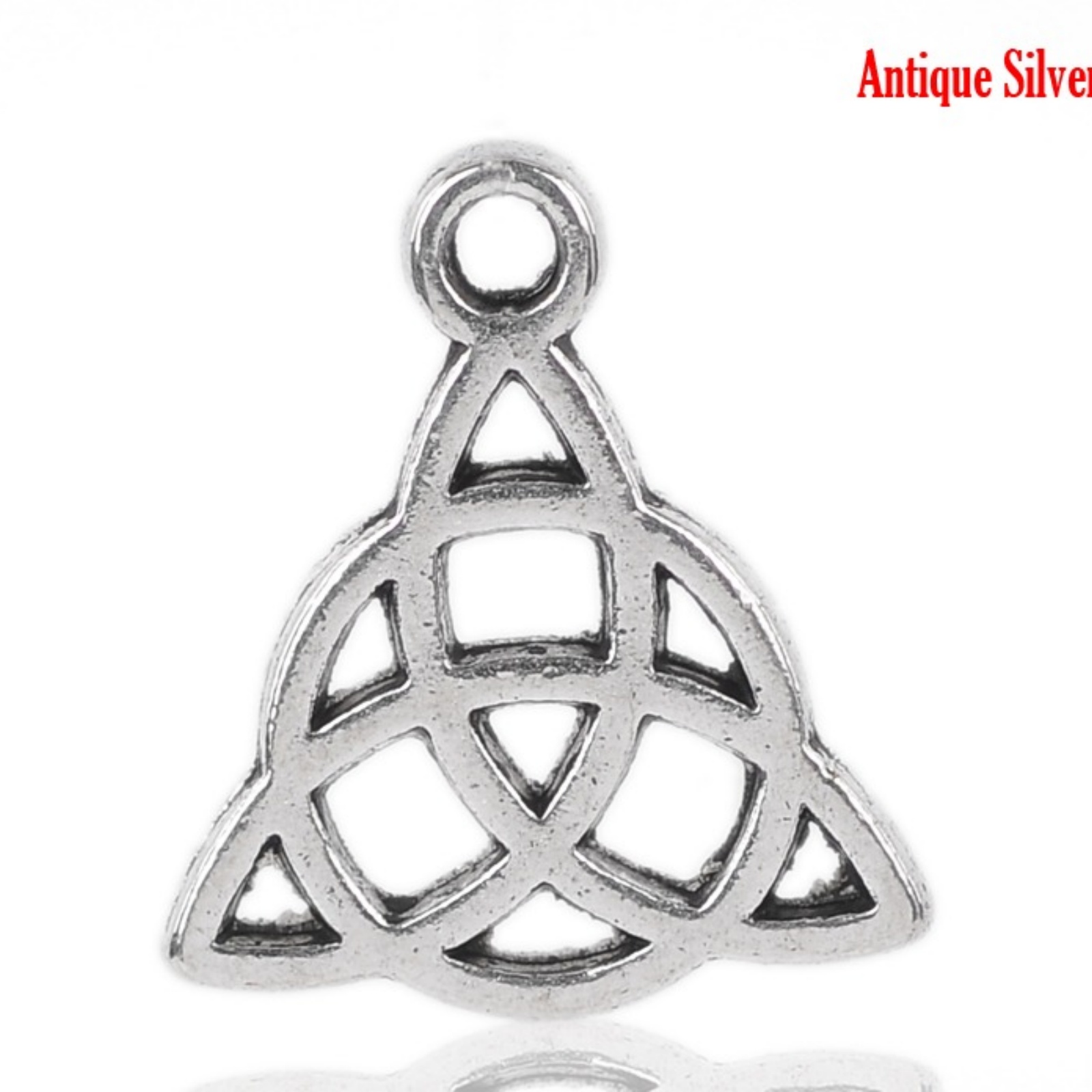 Picture of Zinc Based Alloy Charms Celtic Knot Antique Silver Color 15mm( 5/8") x 17mm( 5/8"), 50 PCs