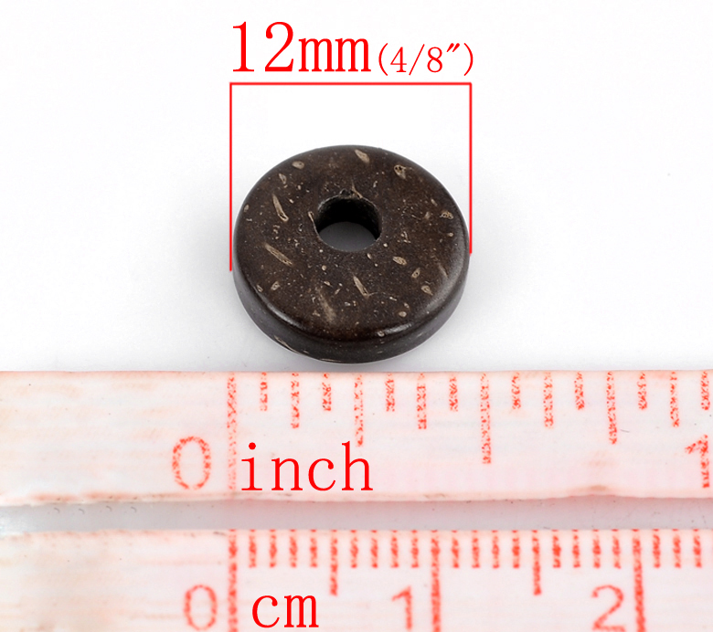 Picture of Coconut Shell Spacer Beads Round Natural About 12mm Dia, Hole: Approx 1.7mm-4mm, 200 PCs