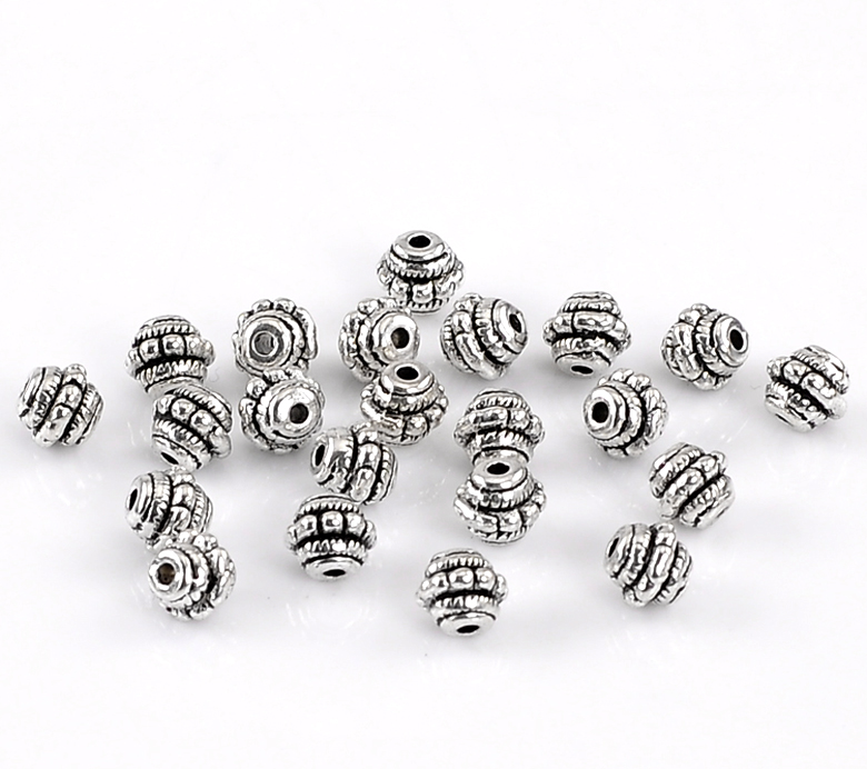 Изображение Бусины Прямоугольные Античное Серебро с узором 7*7мм, 100 шт/уп