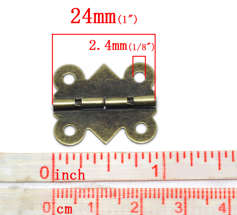 Imagen de Bisagras Planas Aleación de Tono Bronce,20mm x 24mm, 50 Unidades