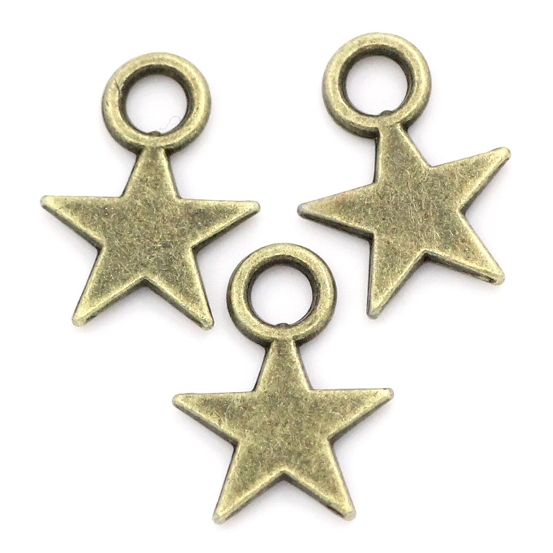 亜鉛合金 チャームペンダント 五芒星 ブロンズトーン 11.0mm x 8.0mm、 300 PCs  の画像