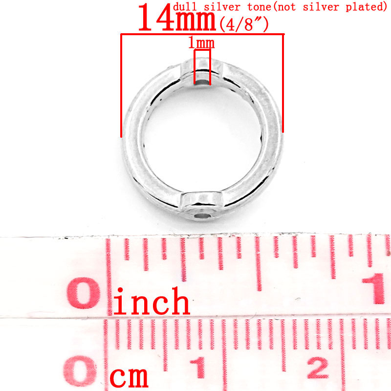 Изображение Бусины CCB Пластик, Круглые, Серебряный Тон Цвет Покрытия 14мм диаметр, 1мм, 40 ШТ