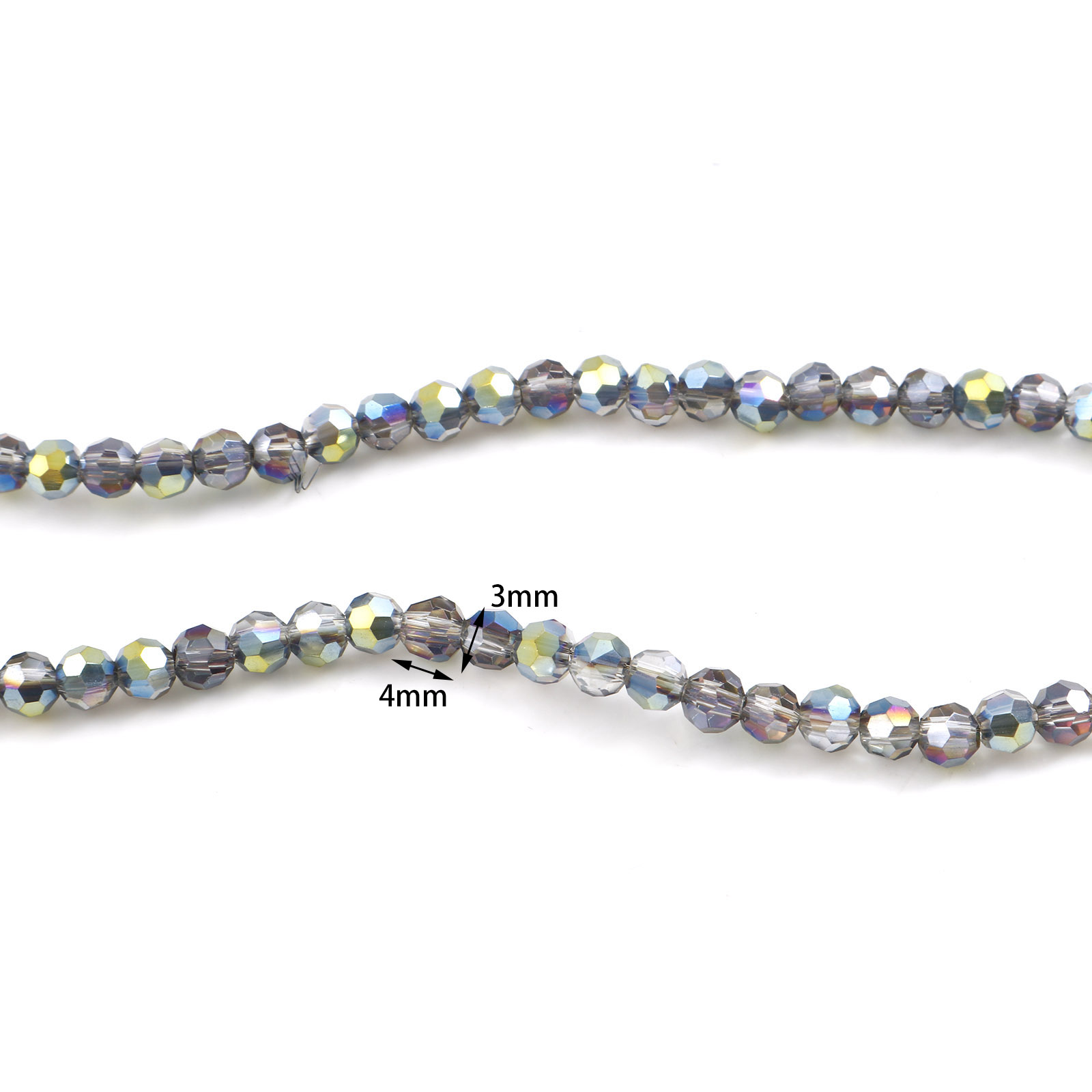 Imagen de Cuentas Vidrio de Ronda , AB Color Facetas Sección 4mm x 3mm, Agujero: acerca de 0.5mm, 36cm 95 unidades por 2 Sartas