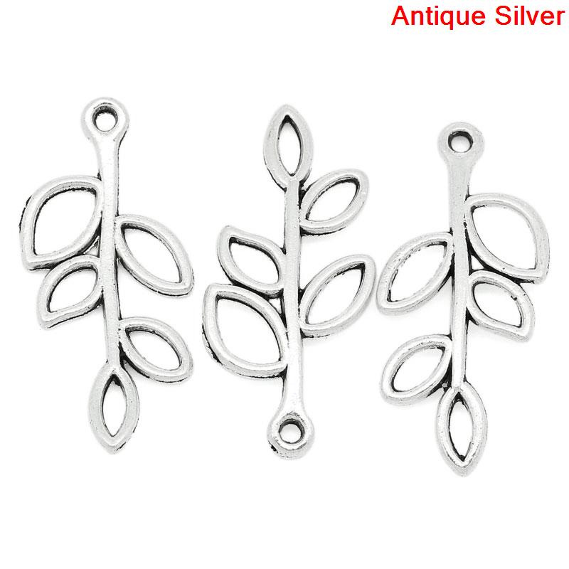 Picture of Charm Pendants Leaf Antique Silver Color 3.3x1.6cm,30PCs