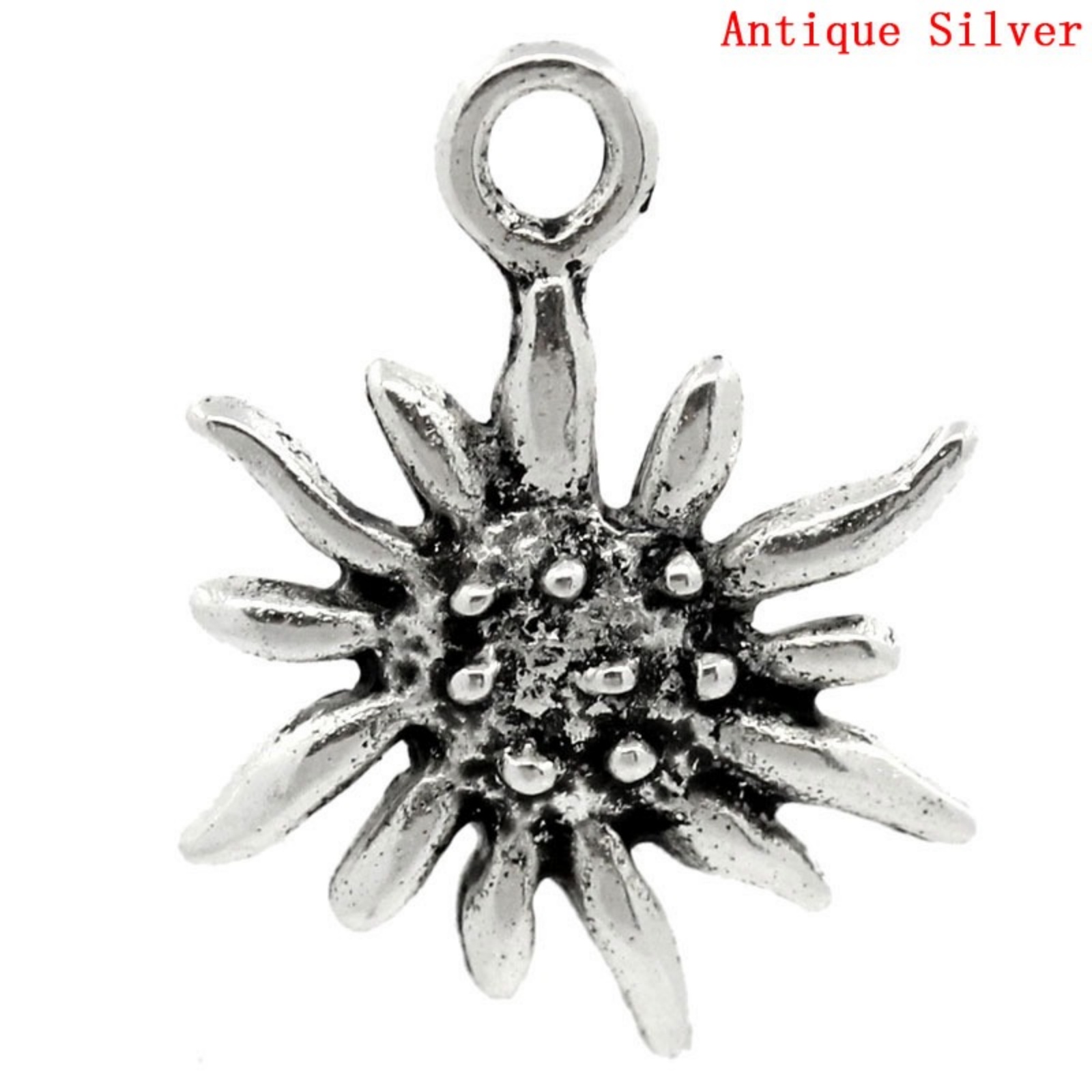 Picture of Charm Pendants Edelweiss Flower Antique Silver Color 17x13mm,30PCs
