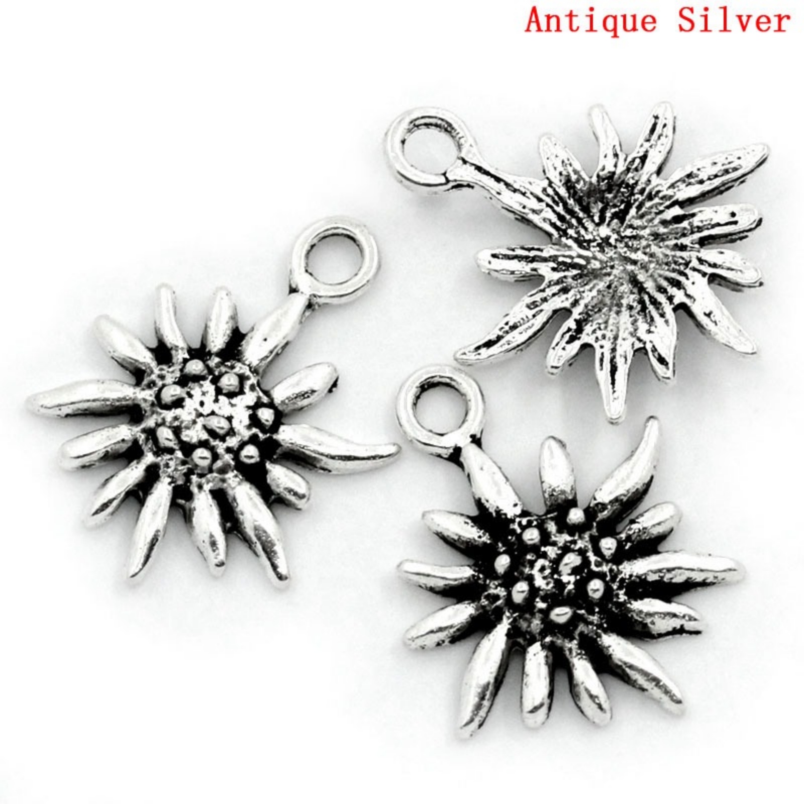 Picture of Charm Pendants Edelweiss Flower Antique Silver Color 17x13mm,30PCs