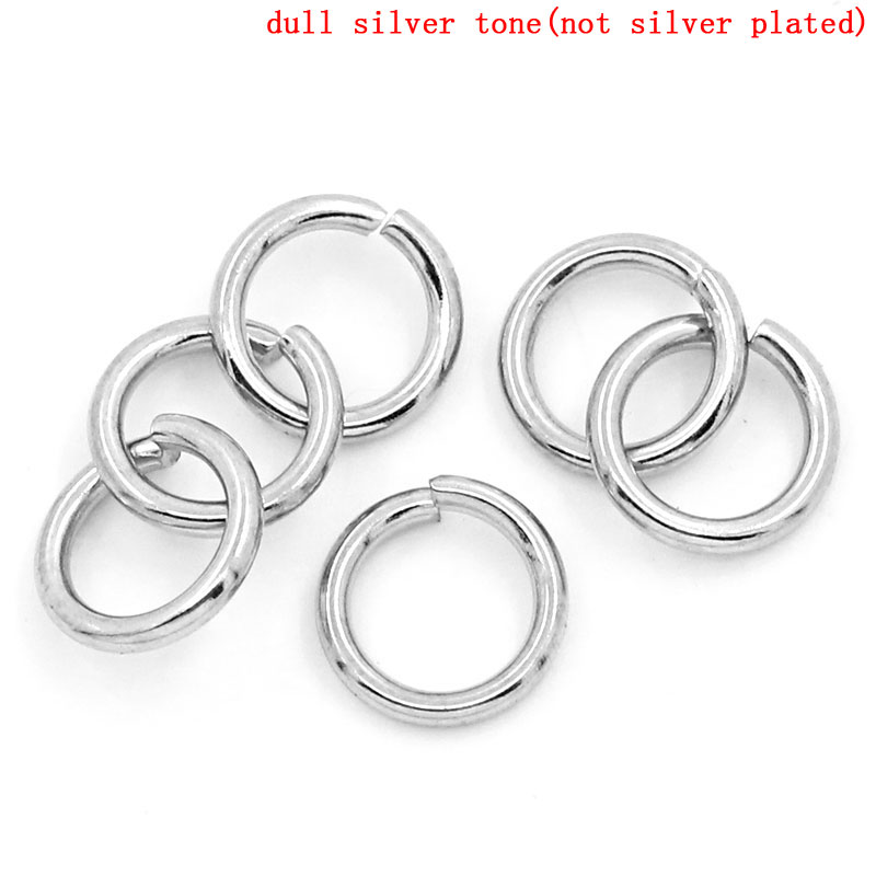 Picture of 10000 PCs 8mm Dia., 1.2mm(17 gauge) 304 Stainless Steel Open Jump Rings Findings For Jewelry Making Silver Tone Round