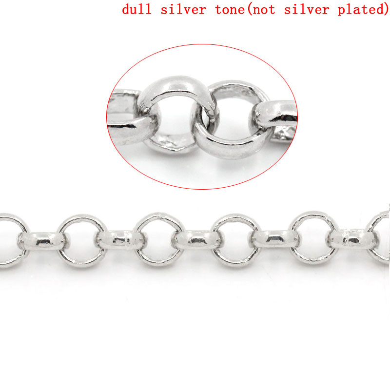 Picture of Iron Based Alloy Rolo Chain Findings Silver Tone 6mm(2/8") Dia, 2 M