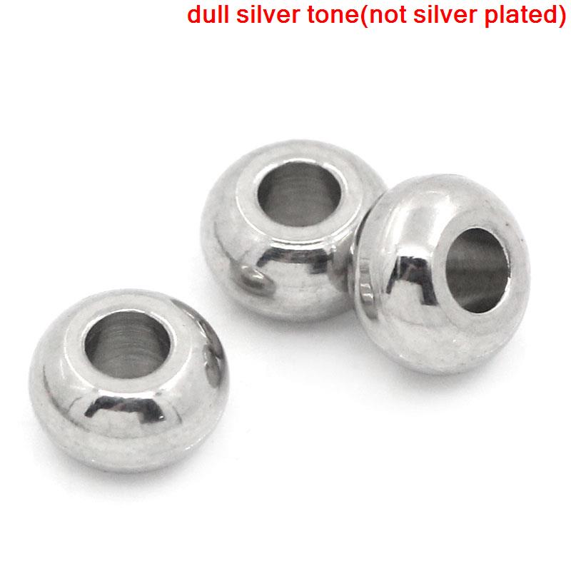 Picture of 304 Stainless Steel Spacer Beads Flat Round Silver Tone About 5mm( 2/8") Dia, Hole:Approx 2mm, 100 PCs