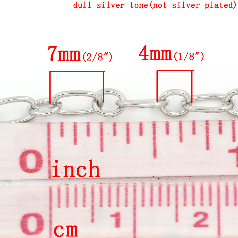 Изображение Фурнитура Кабельные Цепи " Крест " Серебряный Тон 6.5x3.5mm  4x3.5mm, 10 M/уп