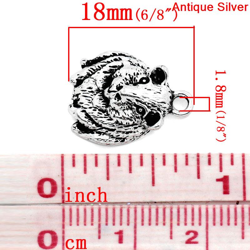 Image de Pendentifs Animaux en Alliage de Zinc Forme Rat Argent Vieilli 18mm x 14mm, 30 Pcs