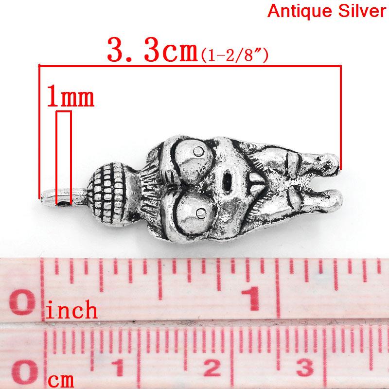 Picture of Zinc Based Alloy Maya Charm Pendants Venus Of Willendorf Fertility Goddess Pregnancy Antique Silver Color 3.3x1.2cm,20PCs