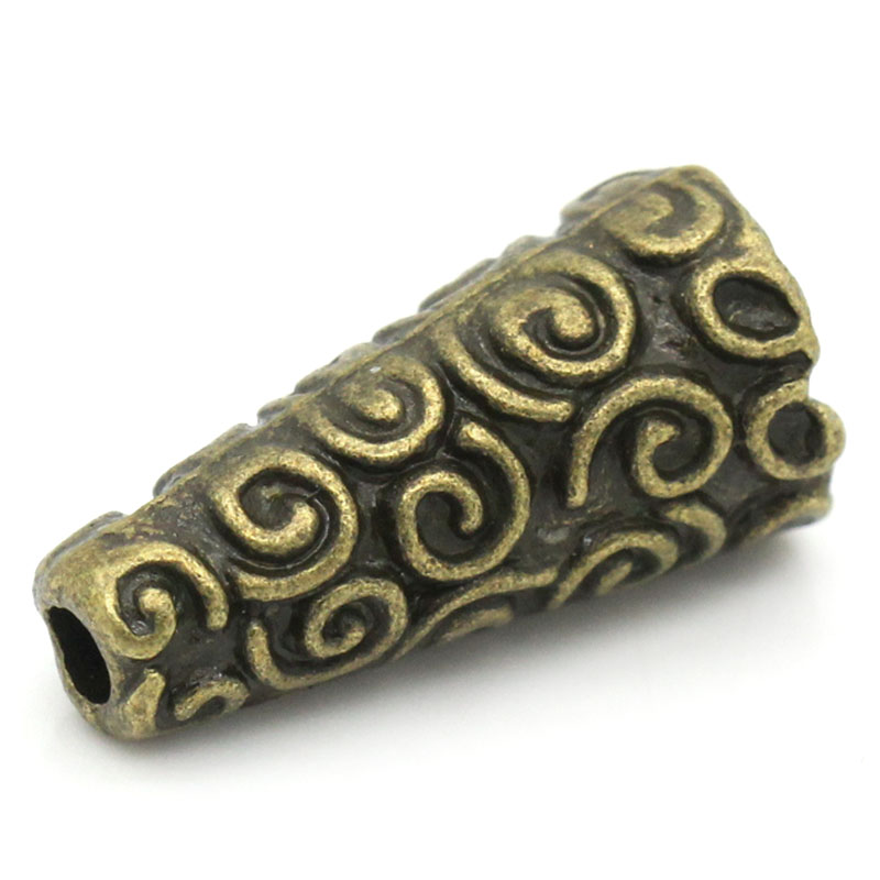 Picture of Spacer Beads Cone Antique Bronze Pattern Carved 18x9mm, Hole:approx 2mm, 50PCs