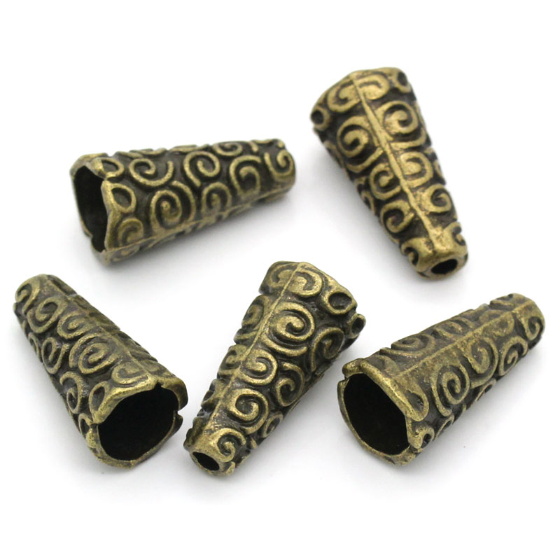 Picture of Spacer Beads Cone Antique Bronze Pattern Carved 18x9mm, Hole:approx 2mm, 50PCs