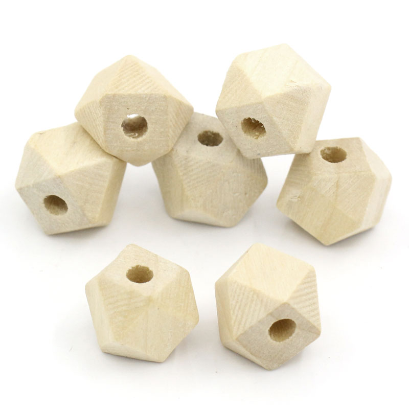 Изображение Деревянные Бусины Многоугольник, Естественный цвет 13мм x 10мм, 2.9мм, 80 ШТ