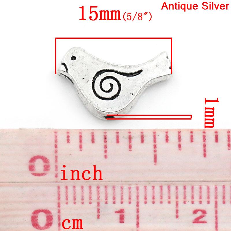 Picture of Zinc Based Alloy Beads Mother Bird Antique Silver Color Spiral Carved About 15mm x 11mm, Hole:Approx 1mm, 50 PCS
