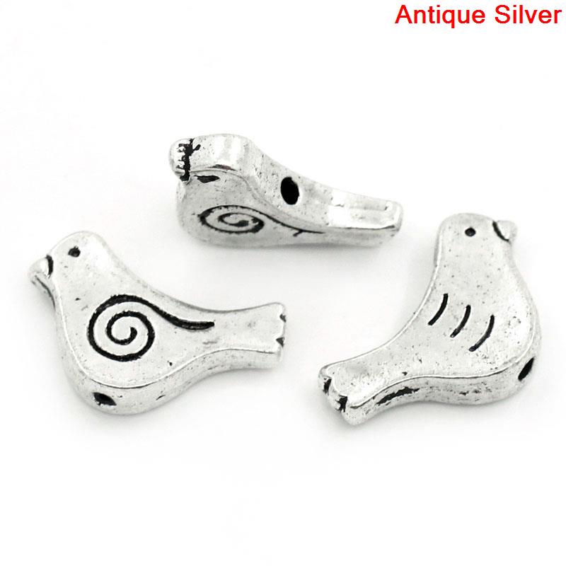 Picture of Zinc Based Alloy Beads Mother Bird Antique Silver Color Spiral Carved About 15mm x 11mm, Hole:Approx 1mm, 50 PCS