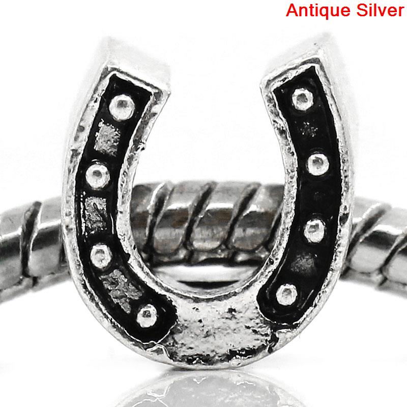 Изображение Бусины В Стиле Пандора Подкова, Античное Серебро 11.0мм x 10.0мм, 5.1мм, 20 ШТ