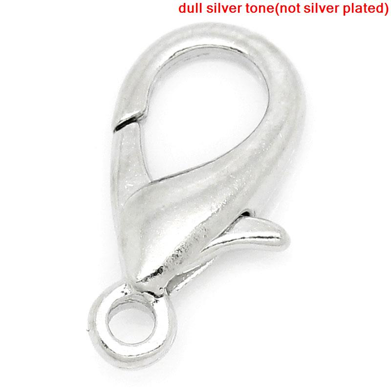 Image de Fermoir Mousqueton en Alliage de Zinc Argent Mat 16mm x 9mm, 50 Pcs
