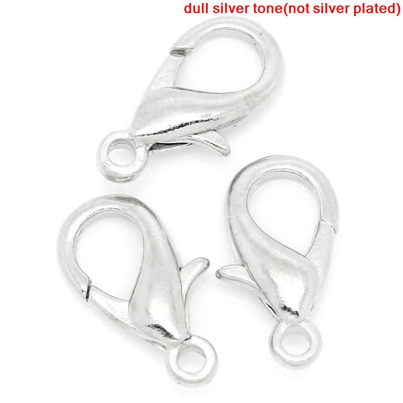 Image de Fermoir Mousqueton en Alliage de Zinc Argent Mat 16mm x 9mm, 50 Pcs
