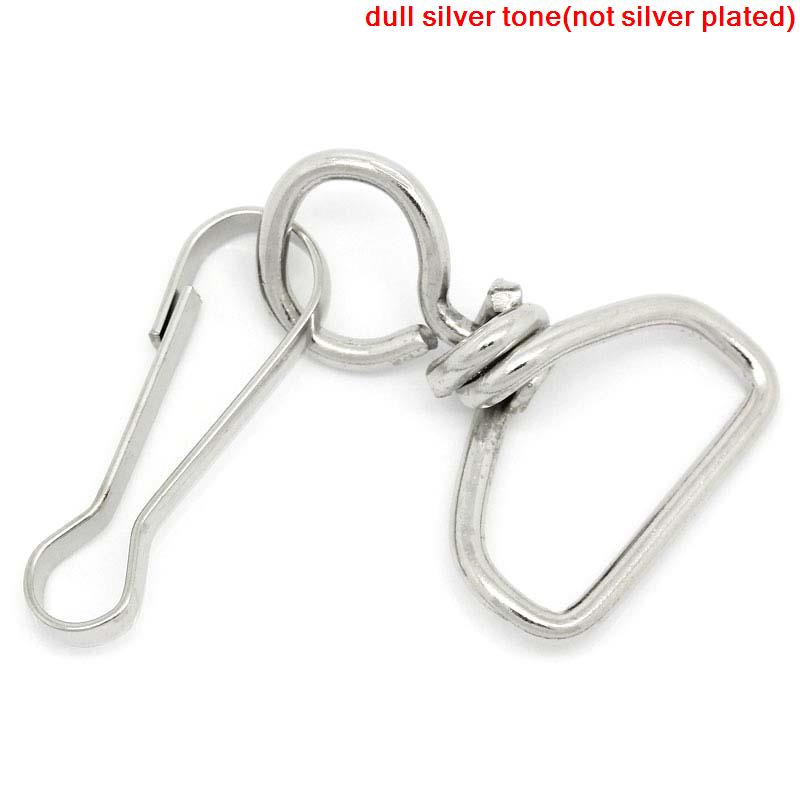 Picture of Iron Based Alloy Keychain & Keyring Irregular Silver Tone 61mm x 25mm, 10 PCs