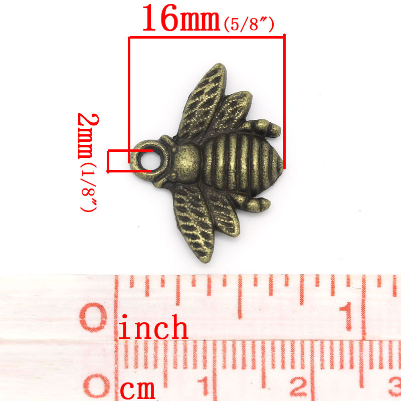 Picture of Charm Pendants Bee Antique Bronze 21x16mm,50PCs