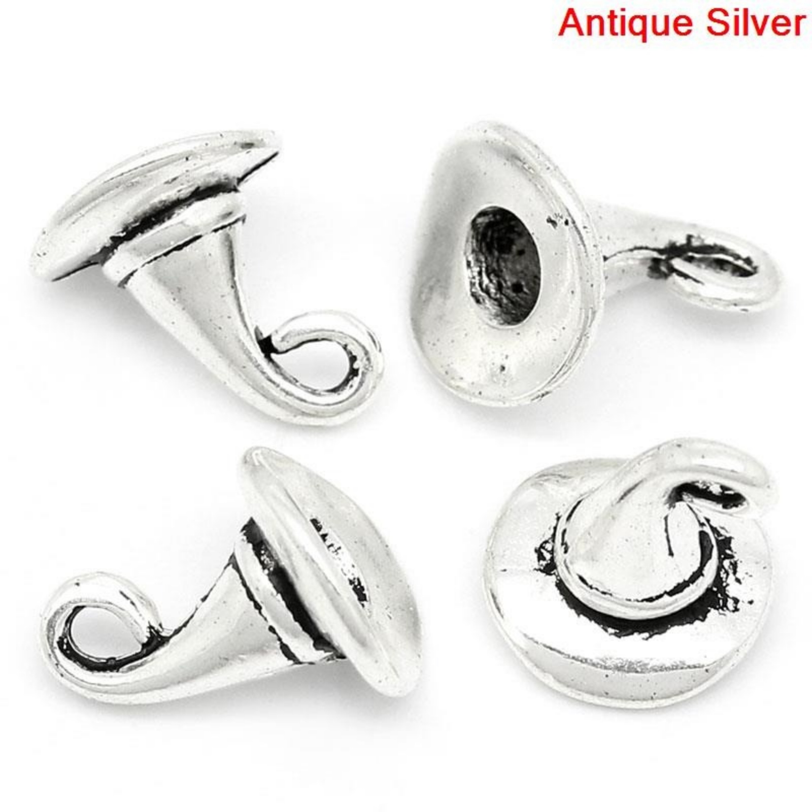 Picture of Zinc Based Alloy Halloween Charms Wizard Hat Antique Silver Color 11mm( 3/8") x 11mm( 3/8"), 20 PCs