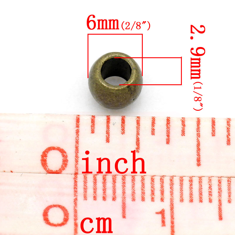 Picture of Zinc metal alloy Spacer Beads Barrel Antique Bronze About 6mm x 5mm, Hole:Approx 2.9mm, 25 PCs