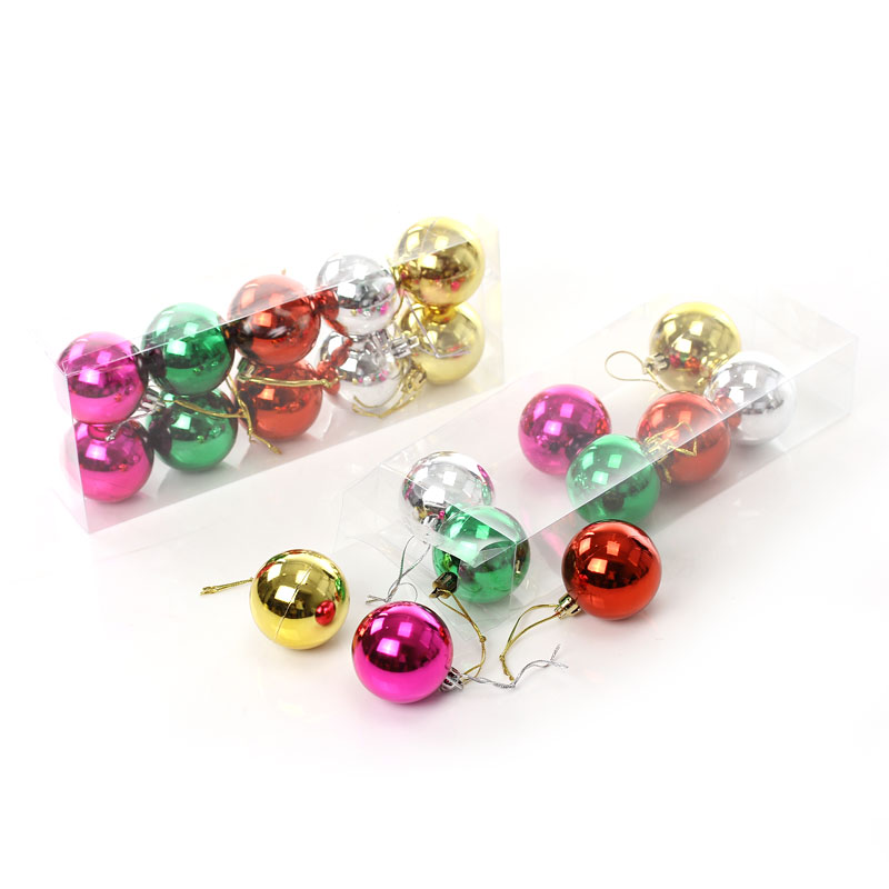 Imagen de 1 Caja ( 10 Unidades/Juego) Acrílico Navidad Decoración para Colgar Mixto Ronda Navidad Bolas 6cm x 4.9cm