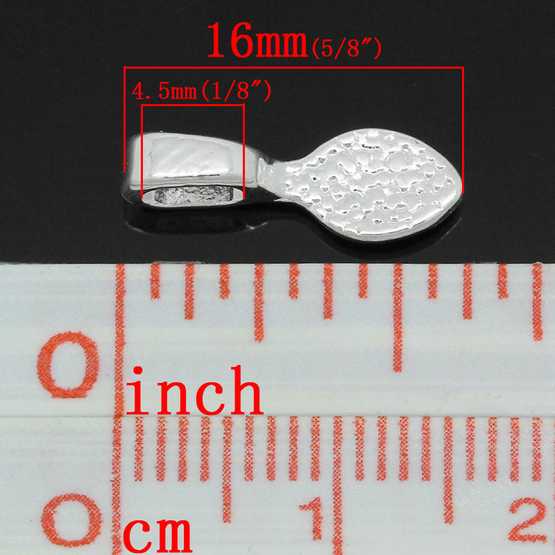 Picture of Zinc Based Alloy Glue On Bails Spoon Tableware Silver Plated 16mm x 5.5mm, 50 PCs