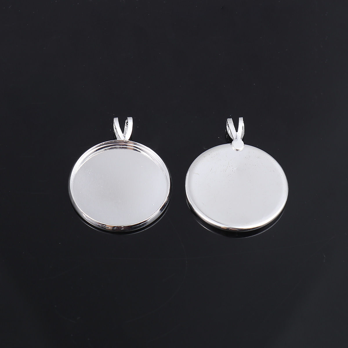 Изображение Латунь Подвески Серебряный Тон Круглые 28мм x 22мм, 10 ШТ