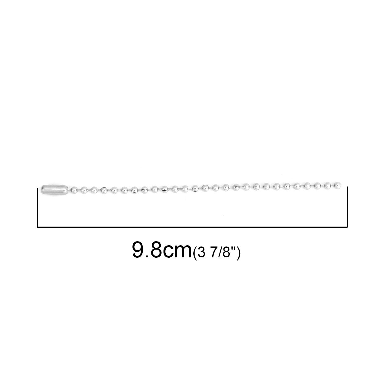 Picture of Stainless Steel Ball Chain Keychain & Keyring Silver Tone 9.8cm long, 20 PCs