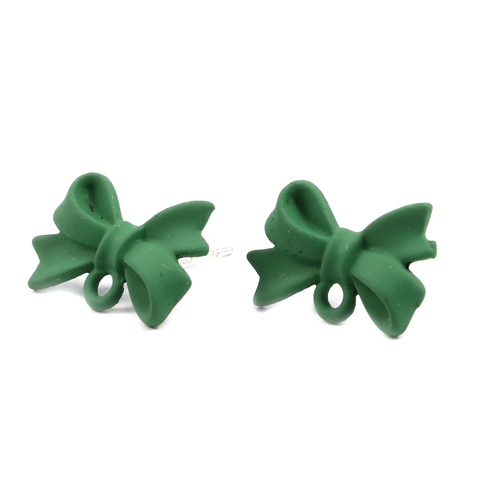 Bild von Zinklegierung Ohrring Ohrstecker Zubehör Fliege Mintgrün M/Öse 18mm x 10mm, Drahtstärke: (21 gauge), 10 Stück