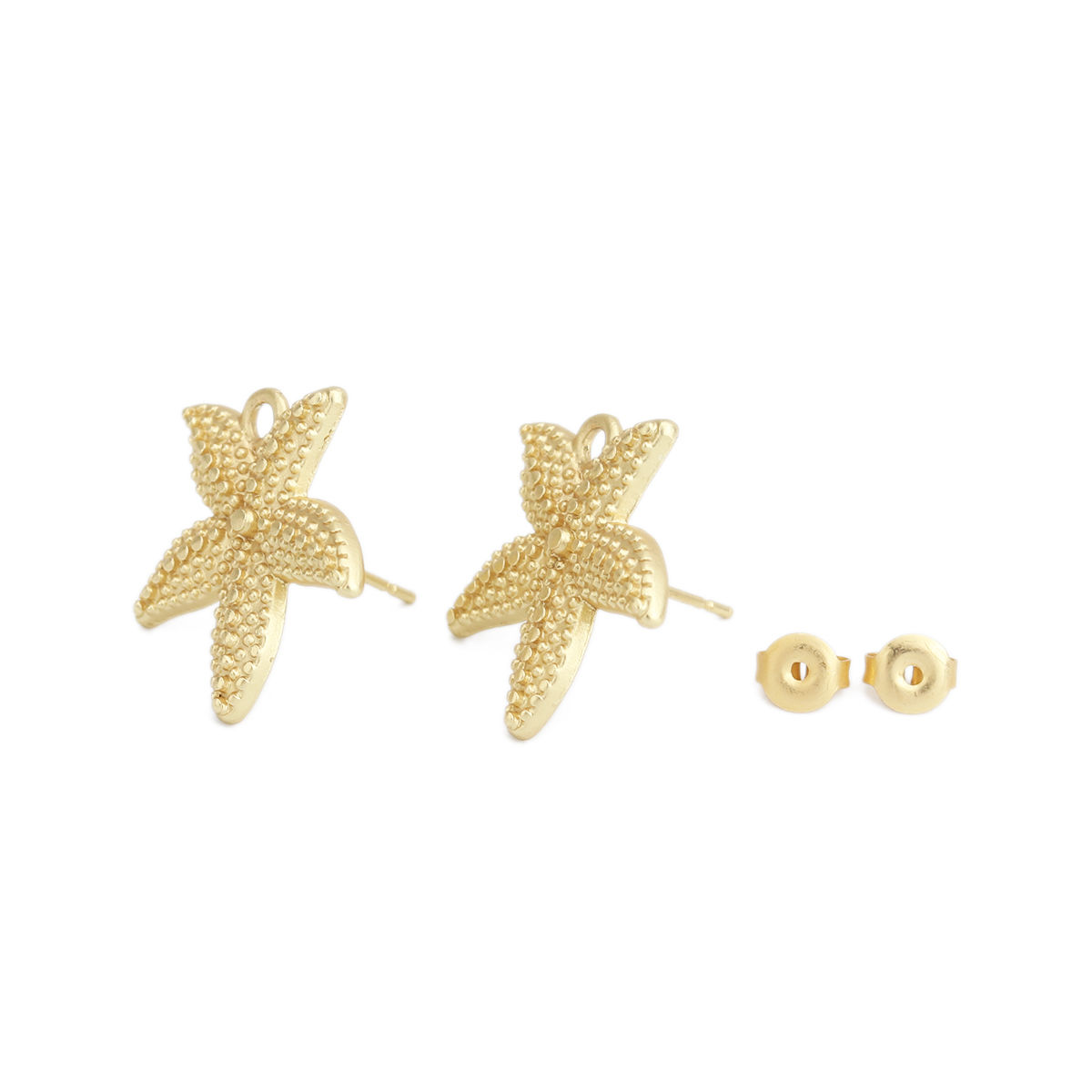 Bild von Zinklegierung Ozean Schmuck Ohrring Ohrstecker Zubehör Seesterne Matt Gold M/Öse 19mm x 18mm, Drahtstärke: (21 gauge), 2 Paare