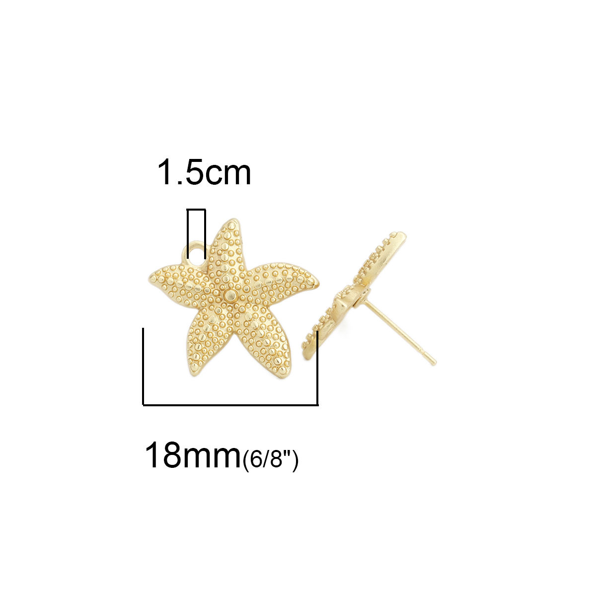 Bild von Zinklegierung Ozean Schmuck Ohrring Ohrstecker Zubehör Seesterne Matt Gold M/Öse 19mm x 18mm, Drahtstärke: (21 gauge), 2 Paare