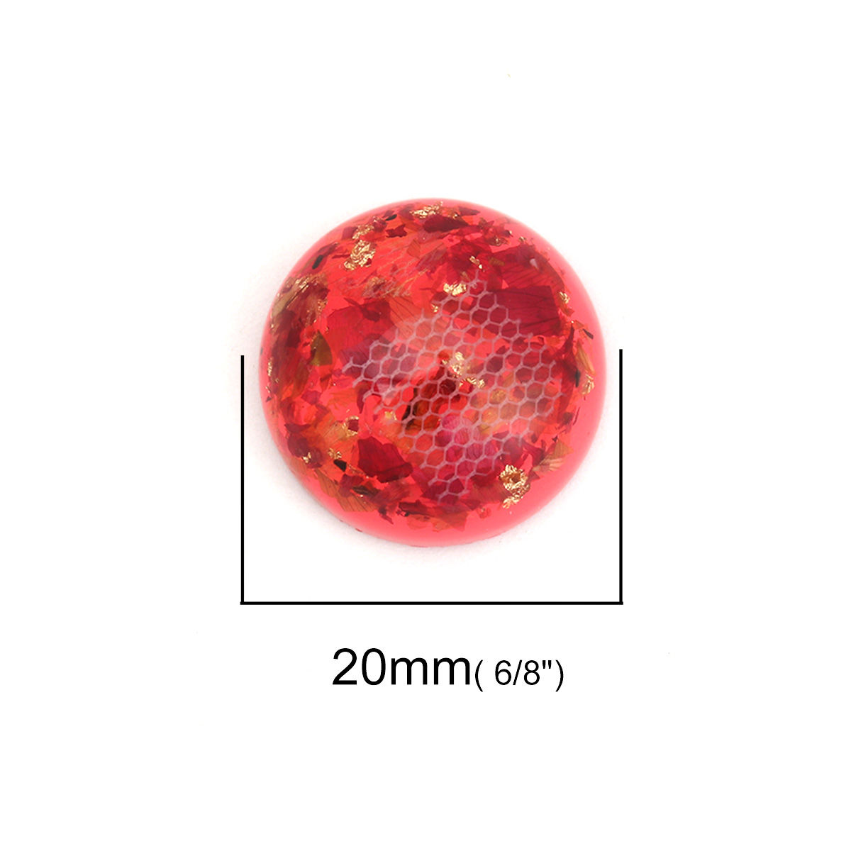 Picture of Resin Dome Seals Cabochon Round Hot Pink Transparent Mesh Pattern 20mm Dia., 5 PCs