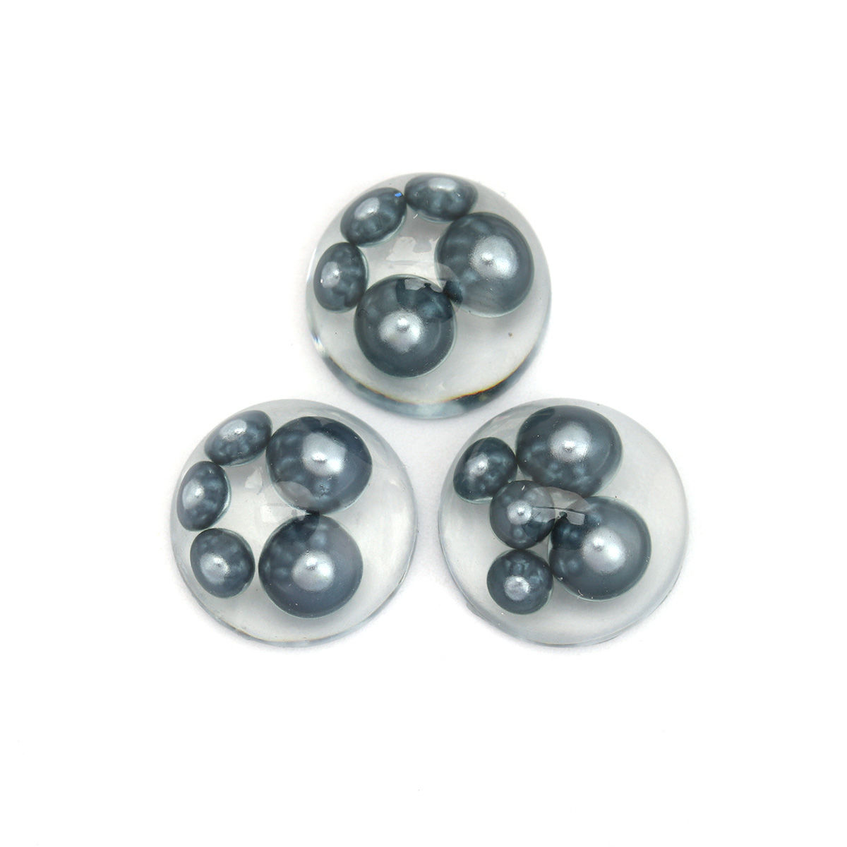Изображение Смола Газоплотный Кабошон полусферический Темно-серый Прозрачный С Исскуственными Жемчугами 15мм диаметр, 10 ШТ