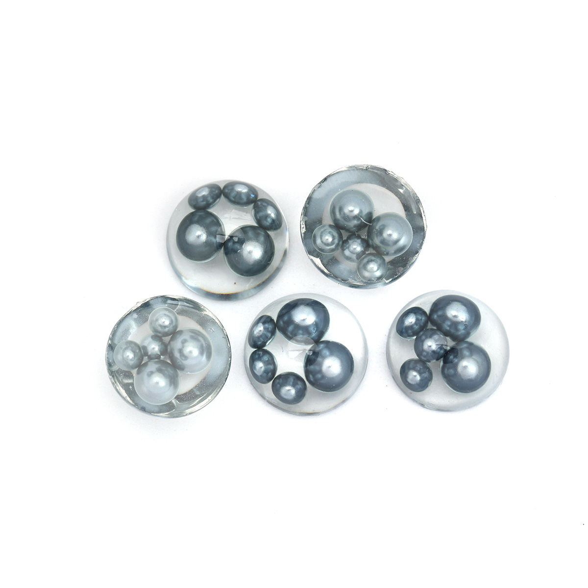 Изображение Смола Газоплотный Кабошон полусферический Темно-серый Прозрачный С Исскуственными Жемчугами 15мм диаметр, 10 ШТ