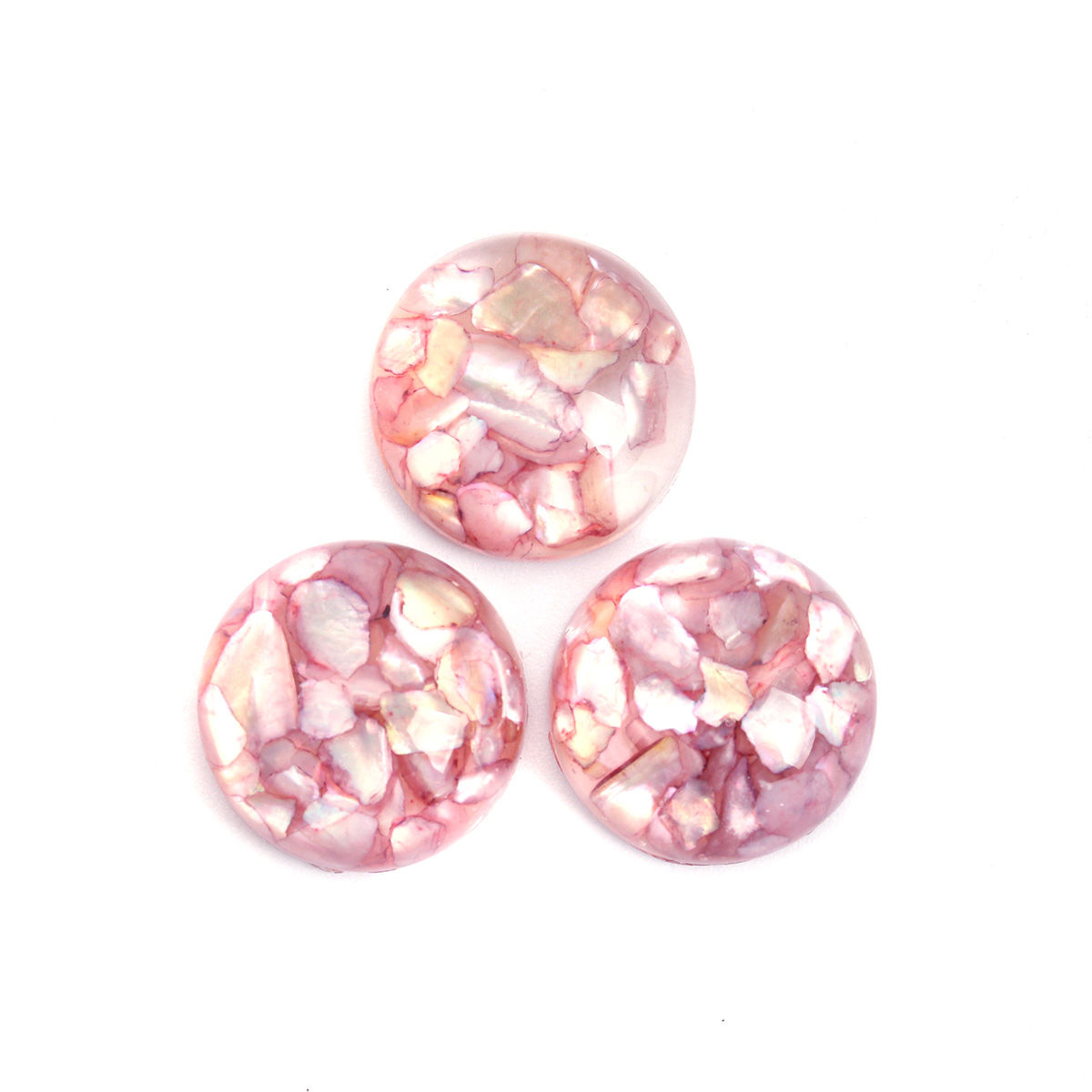 Bild von 10 Stück Harz & Natürliche Muschel Mosaik Dom Cabochon Verzierung Rund Rot Transparent 17mm D.