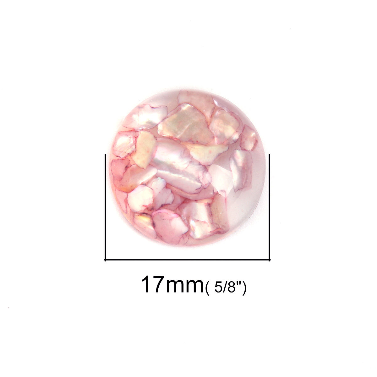 Bild von 10 Stück Harz & Natürliche Muschel Mosaik Dom Cabochon Verzierung Rund Rot Transparent 17mm D.