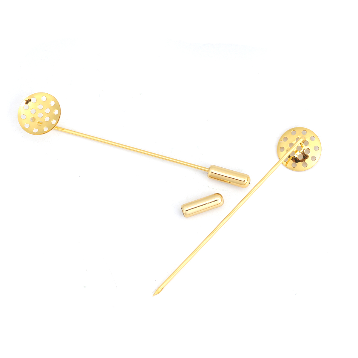 Изображение Латунь Основы для Брошей Круглые Позолоченный Основы для Кабошонов (Подходит 12мм) 64мм x 12мм, 10 ШТ