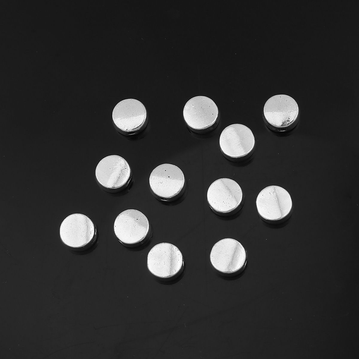 Picture of Zinc Based Alloy Spacer Beads Flat Round Antique Silver Color About 7mm x 6mm, Hole: Approx 1.4mm, 100 PCs