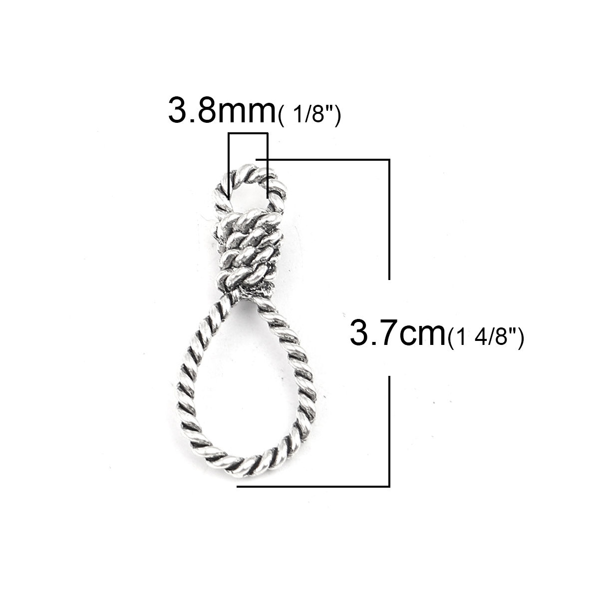 Picture of Zinc Based Alloy Connectors Knot Antique Silver Color 37mm x 16mm, 10 PCs