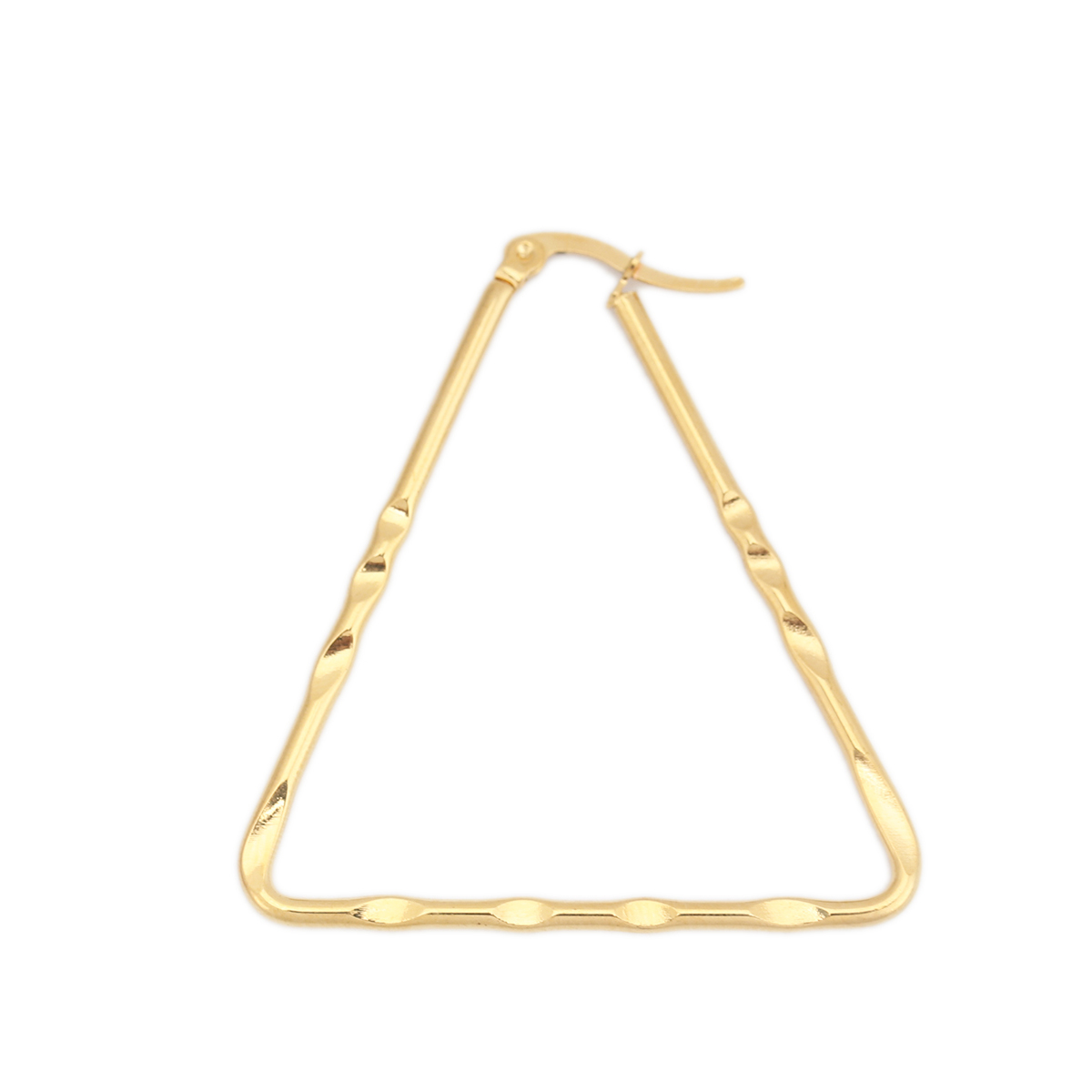 Imagen de 304 Acero Inoxidable Pendientes Círculos Chapado en Oro Triángulo Tallado 4.8cm x 4.4cm, Post/ Wire Size: (17 gauge), 1 Par