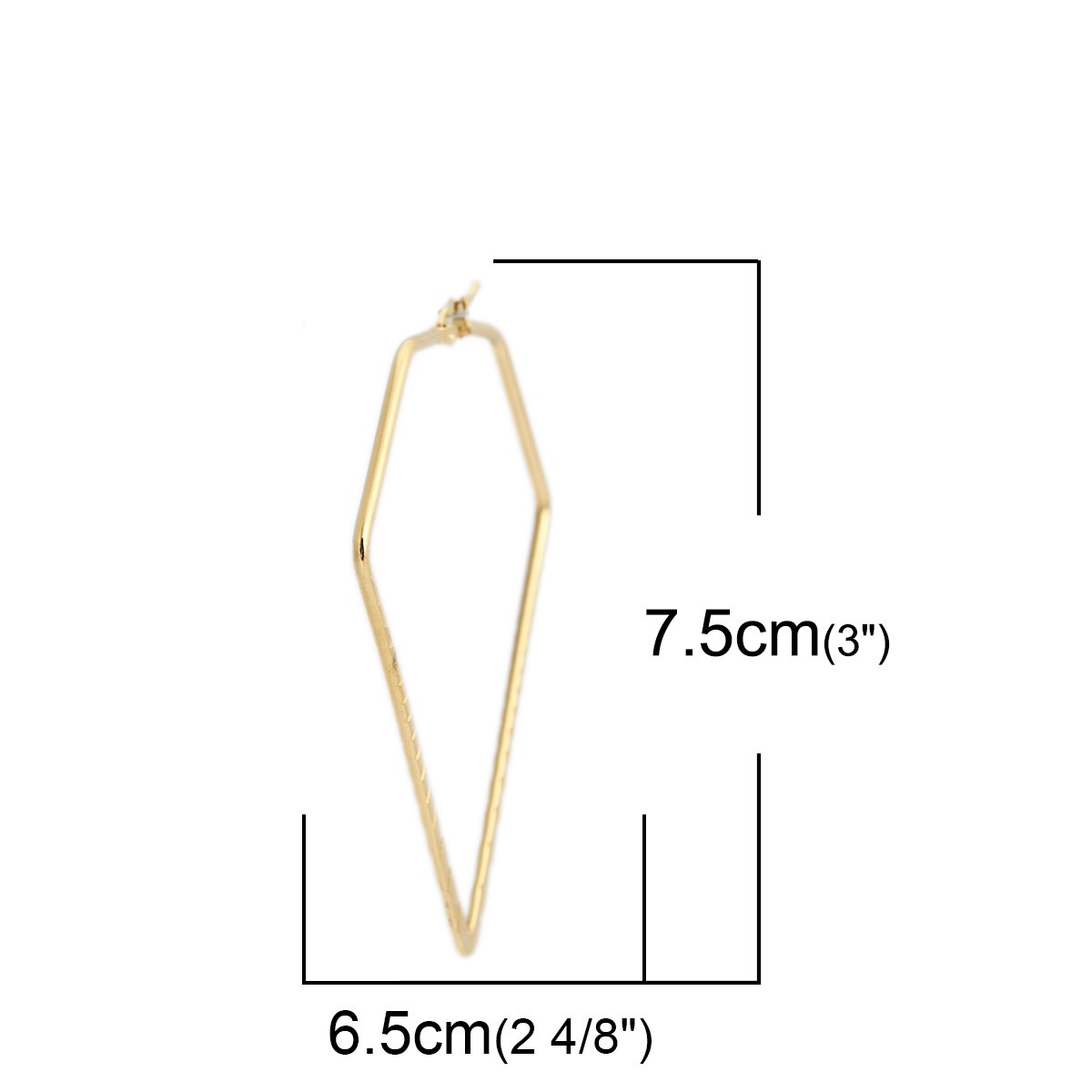 Imagen de 304 Acero Inoxidable Pendientes Círculos Chapado en Oro Diamante 7.5cm x 6.5cm, Post/ Wire Size: (17 gauge), 1 Par