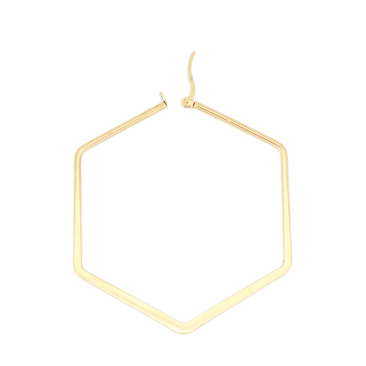 Imagen de 304 Acero Inoxidable Pendientes Círculos Chapado en Oro Hexágono 6.5cm x 6cm, Post/ Wire Size: (17 gauge), 1 Par