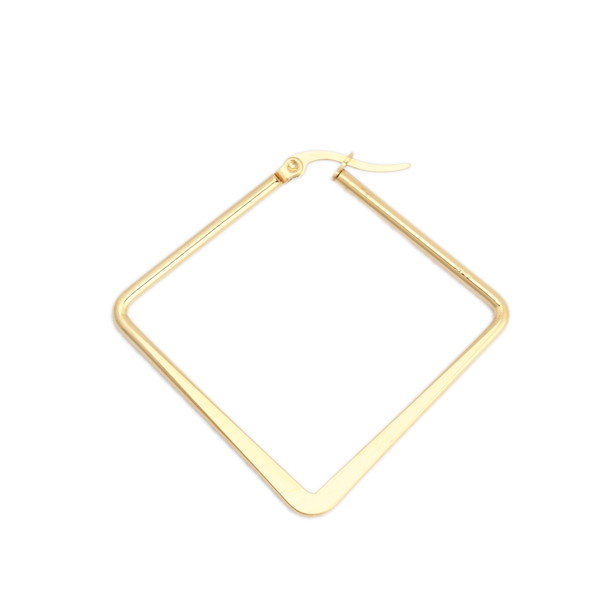 Imagen de 304 Acero Inoxidable Pendientes Círculos Chapado en Oro Diamond 4.9cm x 4.7cm, Post/ Wire Size: (17 gauge), 1 Par